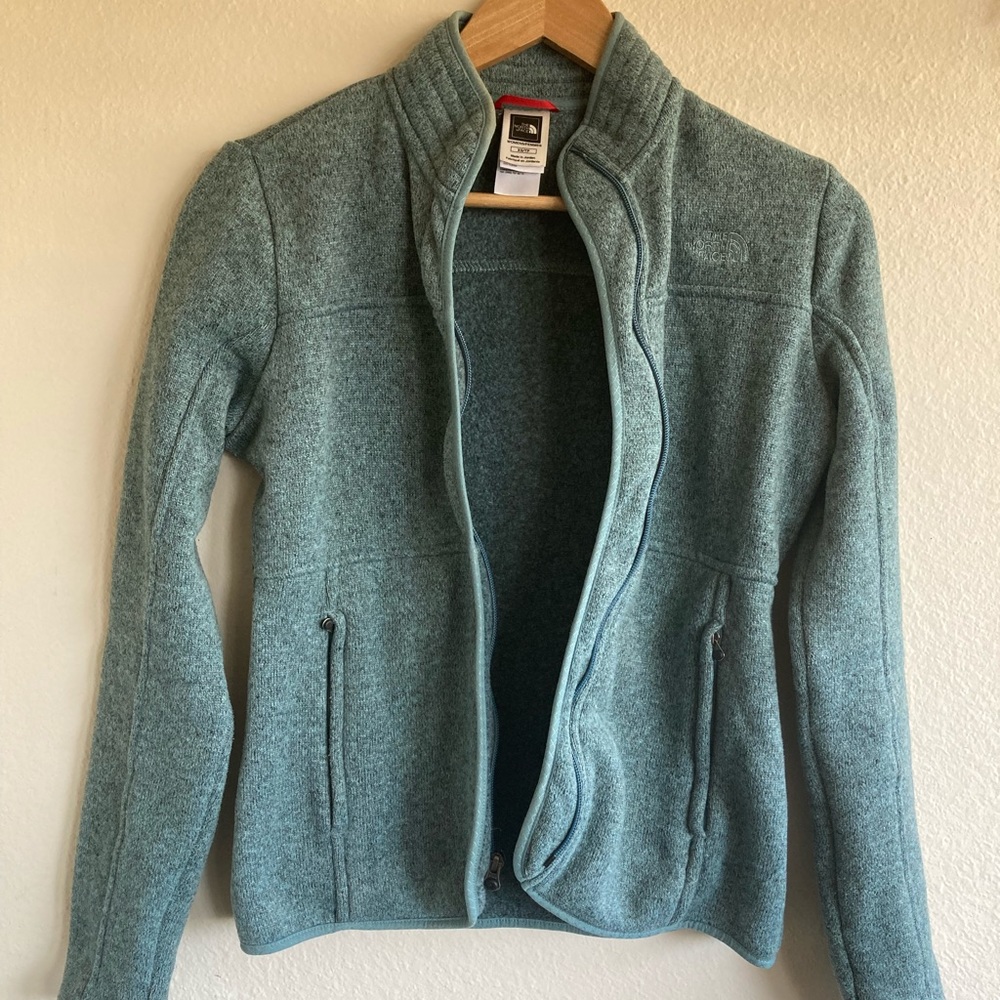North Face Zip-Up Fleece Jacket.Light Teal Size XS